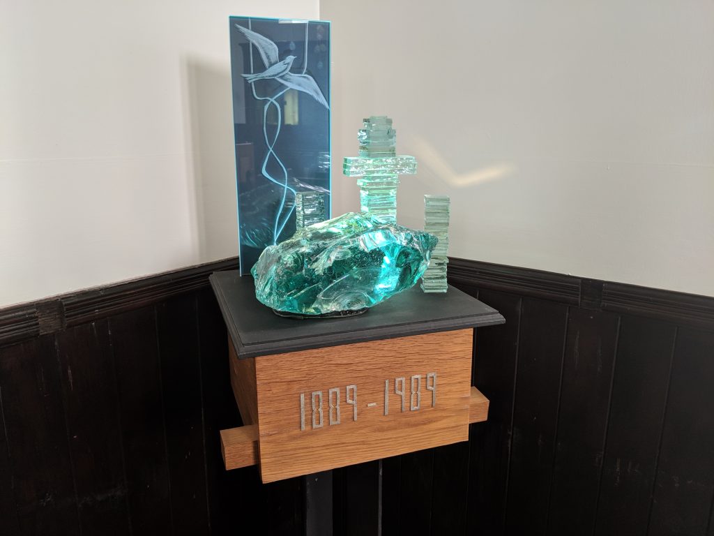 Glass sculpture, donated by local artist Ralph Cowen